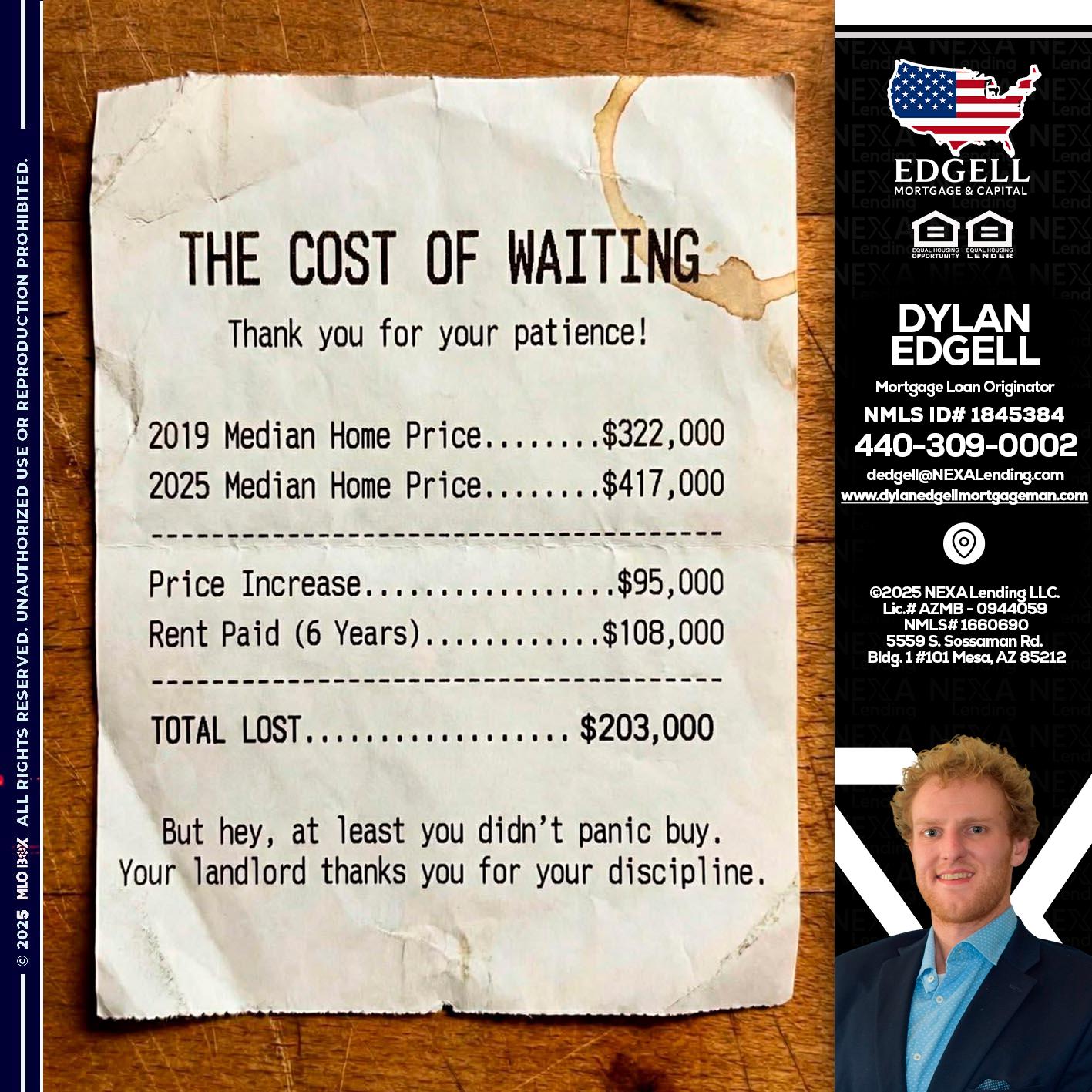 THE COST OF WAITING - Dylan Todd Edgell -Senior Sales Manager