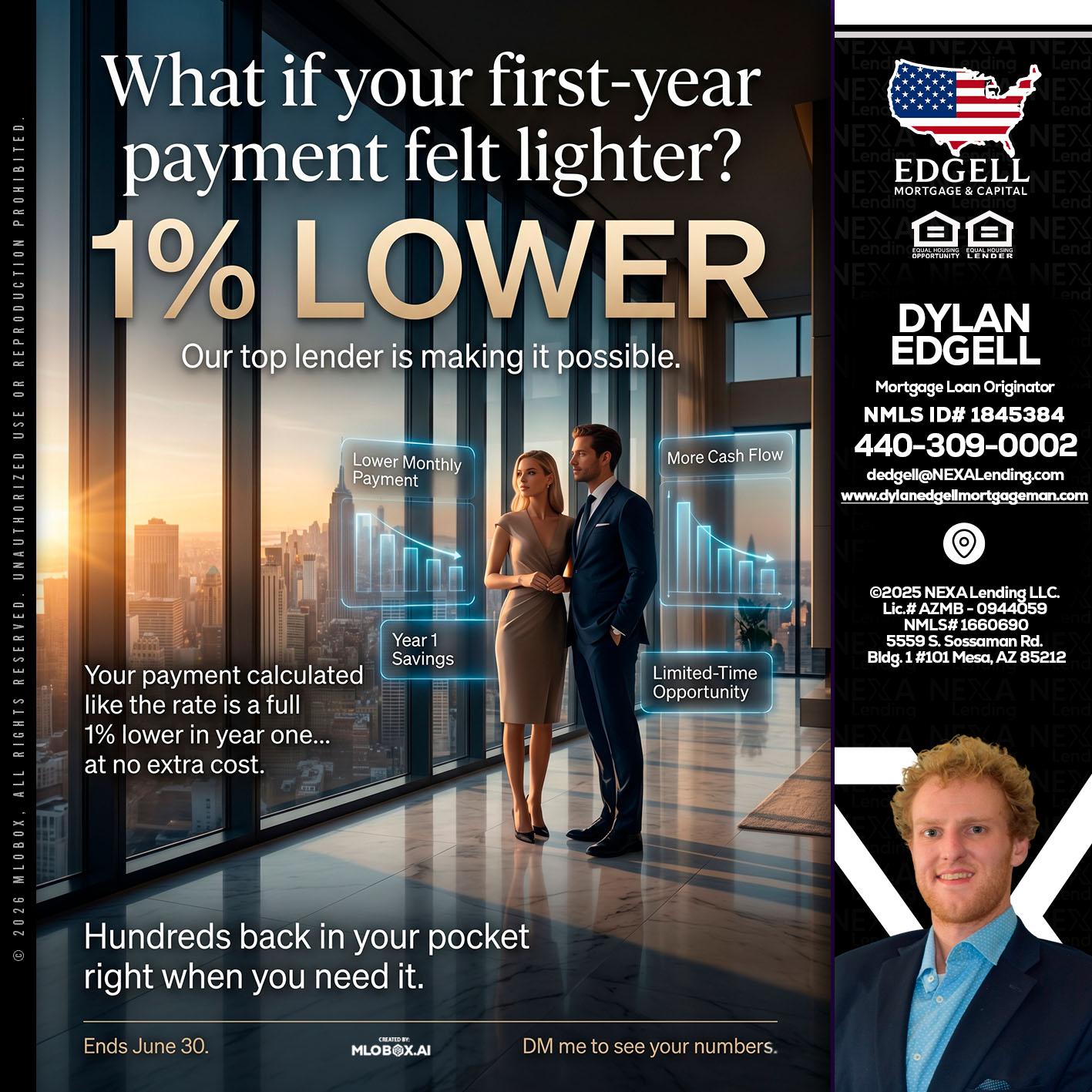 1% LOWER - Dylan Todd Edgell -Senior Sales Manager