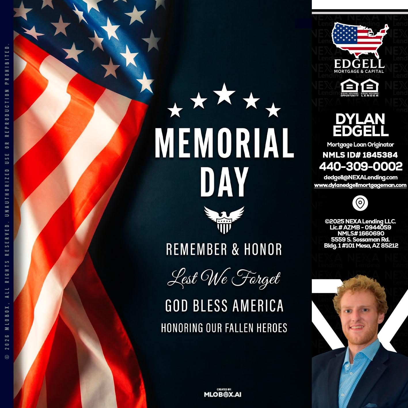 MEMORIAL DAY - Dylan Todd Edgell -Senior Sales Manager
