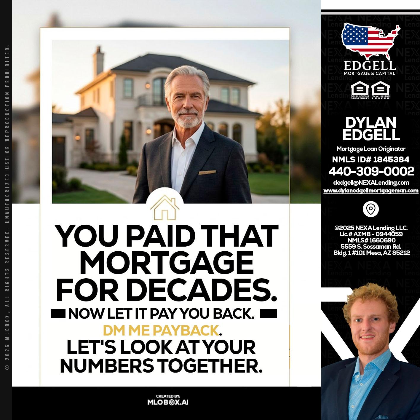 YOU PAID THAT MORTGAGE - Dylan Todd Edgell -Senior Sales Manager