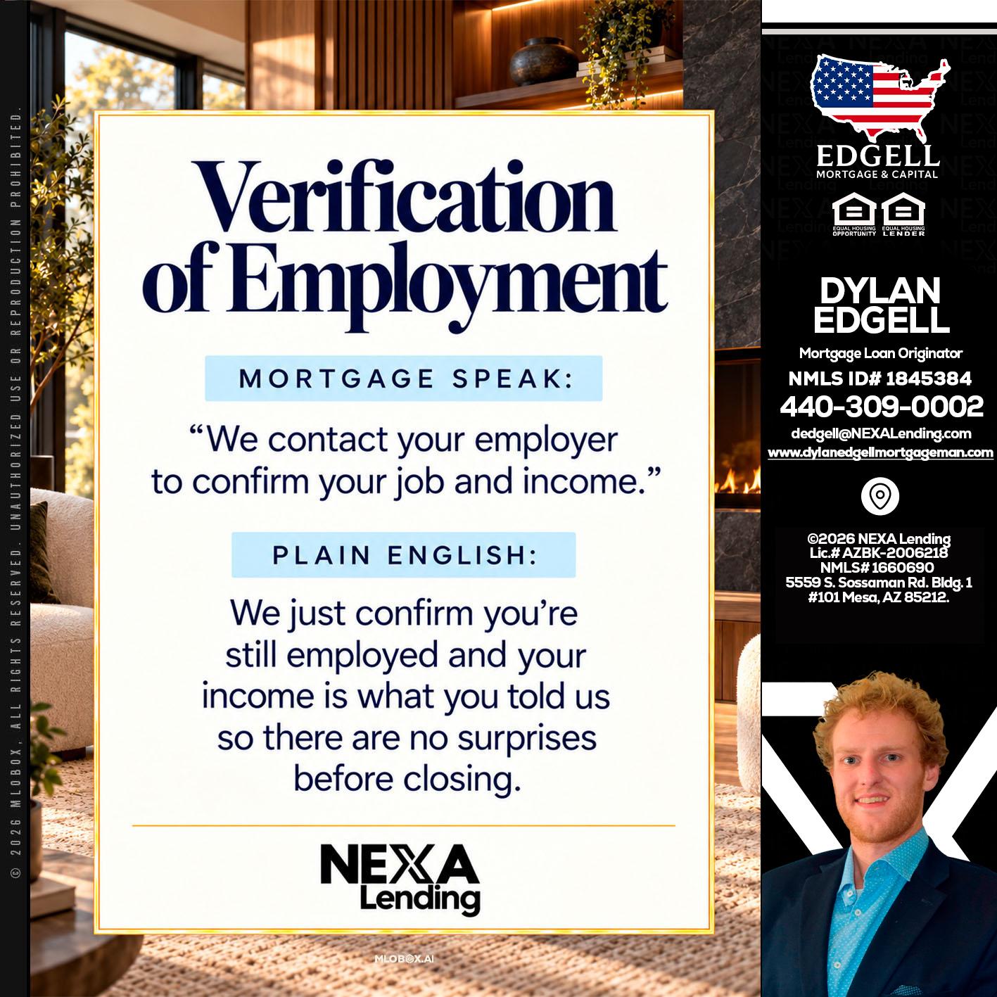 VERIFICATION OF EMPLOYMENT - Dylan Todd Edgell -Senior Sales Manager