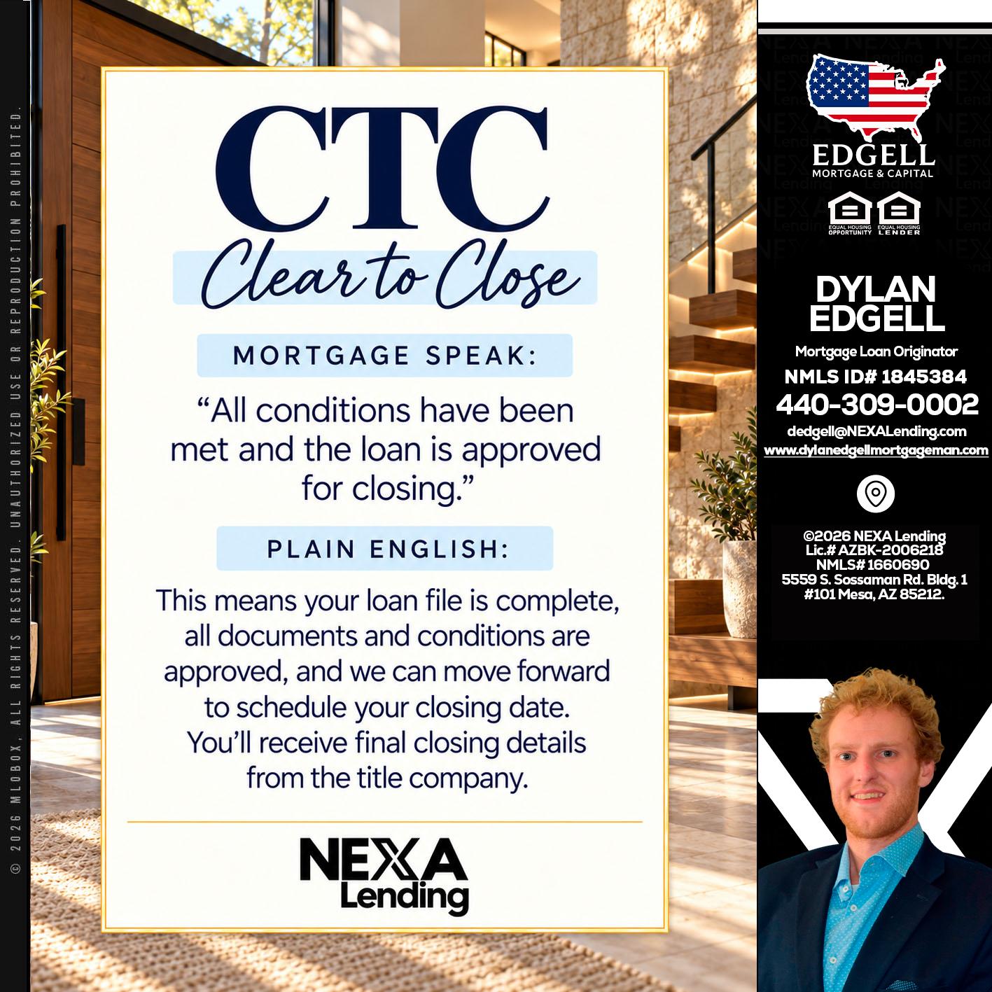 CLEAR TO CLOSE - Dylan Todd Edgell -Senior Sales Manager